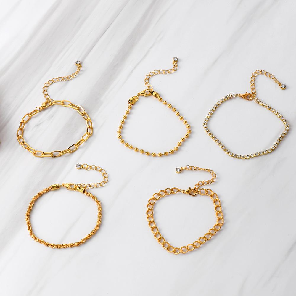 Bracelet, Fashion Gold Chain Dot Diamond Beaded Bracelet Jewelry