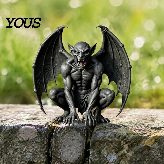 Retro-Stil Statue Gargoyle Figur, Mittelalterliche Dunkle Geflügelte Statue, Harz Gotisch Mystisch Böser Geist Beschützer Horn Dämon Ornament für Büro