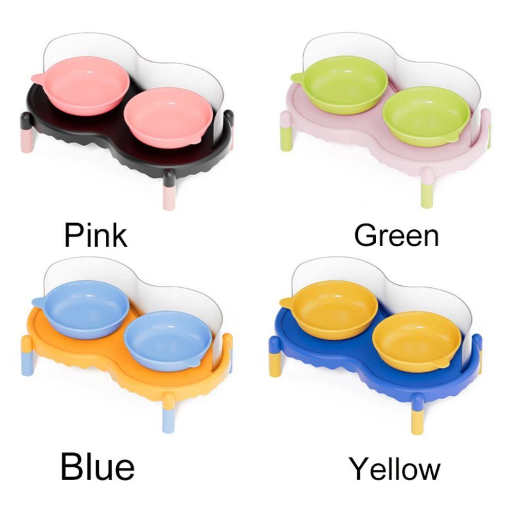 Anti-slip Ceramic Cat Bowl High Foot Pet Feeder Pet Supplies Cat Double Bowl  for Drinking Feeding