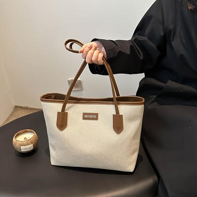 Chic Vintage-Inspired Women's Tote Bag Lightweight Shoulder Bag with Fixed Strap,Polyester Lining Perfect for Everyday Use