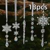 18pcs Clear Acrylic Christmas Tree Decor Teardrop Shape Shock-Resistant Christmas Hanging Suspended Decorations Sparkling