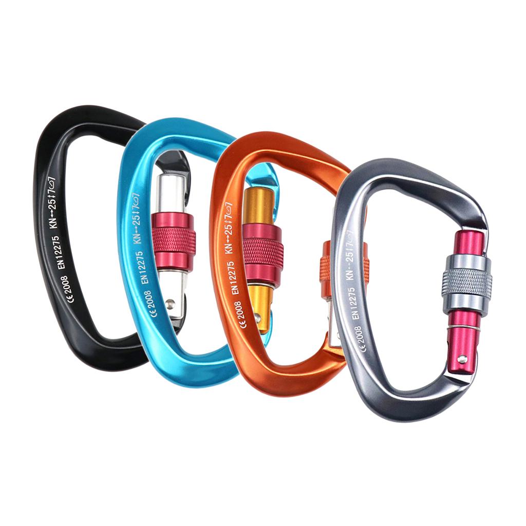 Aviation Aluminum Hammock Safety Carabiner D Type Keychain Buckle Black