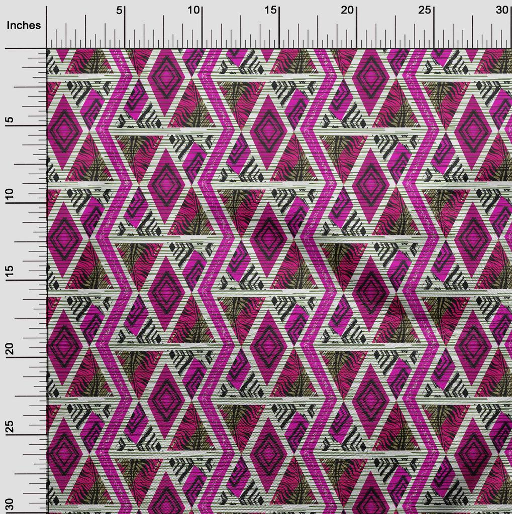 oneOone Cotton Poplin Fuschia Pink Fabric Geometric Mix Texture Fabric For Sewing Printed Craft Fabric By The Yard 42 Inch