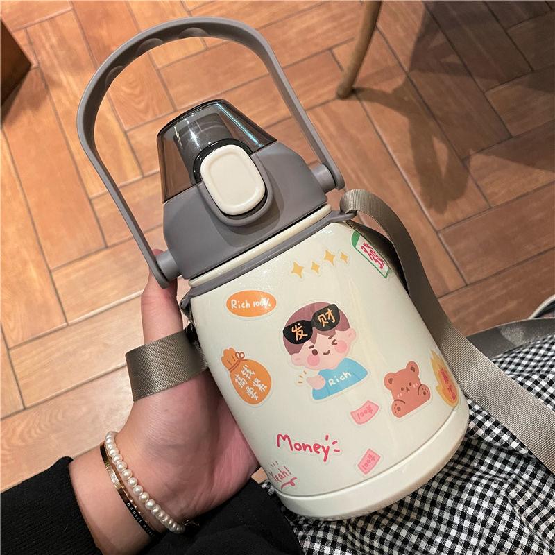Large Capacity 1000ml Heat Preservation Cup Stainless Steel Heat Preservation Cup Lovely Cartoon Cold Preservation Cup Portable Cup