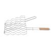 Corn Grilling Basket Stainless Steel Beech Wood Handle Even Heat Distribution 4 Corns Capacity Grilling Holder for