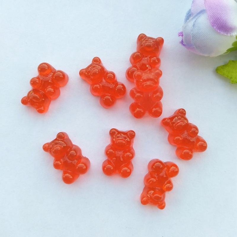 20pcs Mix Colors Resin Bear Sweet Candy Flatback Cabochon  Miniature pattern applique ornament craft DIY scrapbook