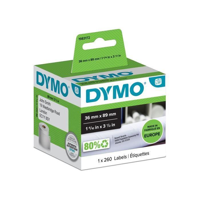 Étiquettes Adresse - DYMO - LabelWriter - 1 rouleau - 260 étiquettes - 89mm x 36mm