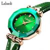 Stylish and Cute Crystal Watch for Women with a Leather and a Lovely Gift for Strap. Waterproof, Brand-name, Business-friendly, Her. Green.