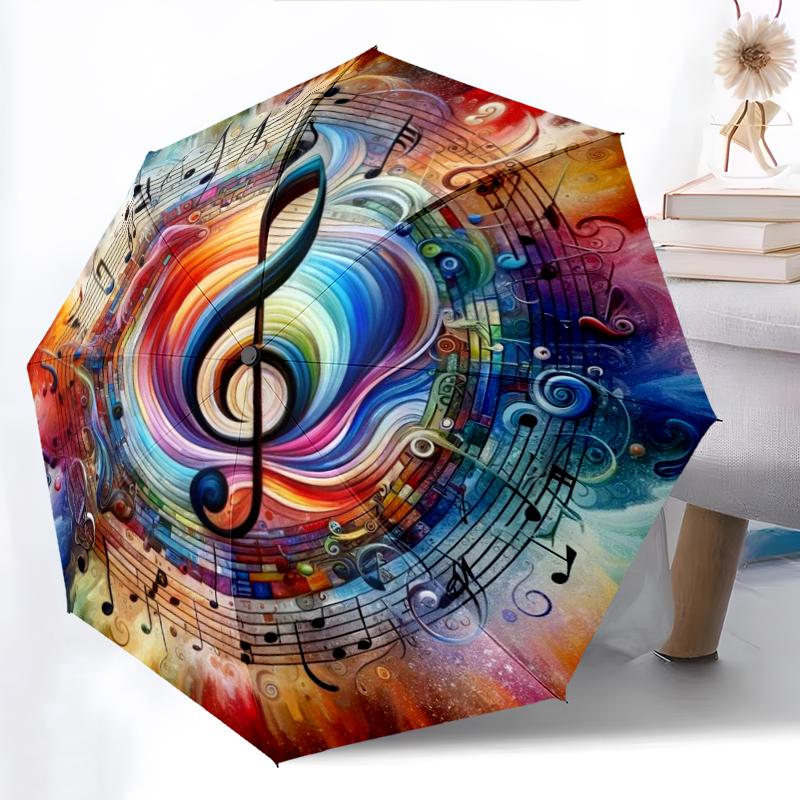 1PC Musical notes Umbrella Portable Folding Umbrella Iron Frame Hole Bone Structure Outdoor Home Umbrella A4
