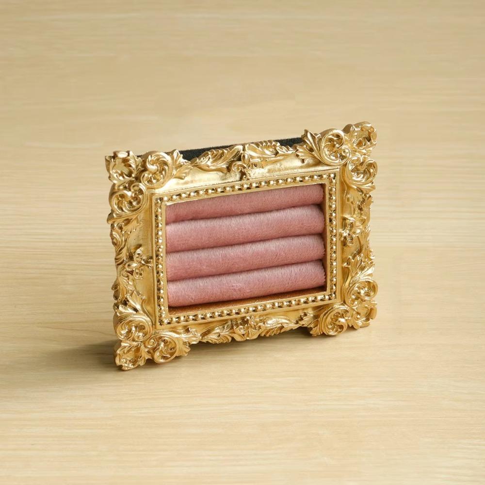 Vintage Gold Ring Display Stand Velvet Organizer Jewelry Display Rack  Photography Props