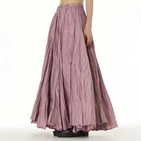 2024 Trendy European-American Minimalist Pleated Swing Skirt for Women - Autumn/Winter Collection