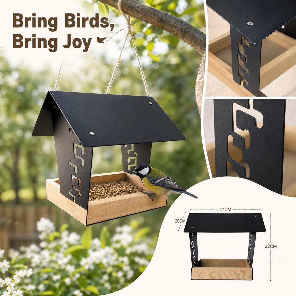 Outdoor Hanging Birdhouse and Feeder for Garden Yard and Patio Decor