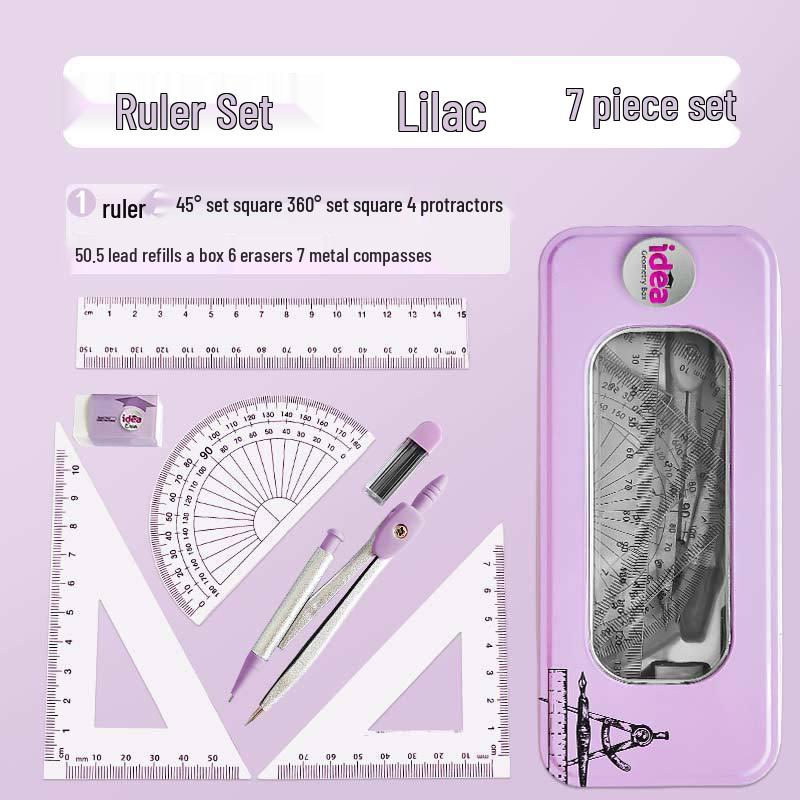 Student 7-Piece Compass & Ruler Set - Exam Gift & Study Supplies