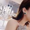111 silver needles, stud earrings that do not need to be removed when sleeping, temperament rhinestone earrings, black geometric earrings.