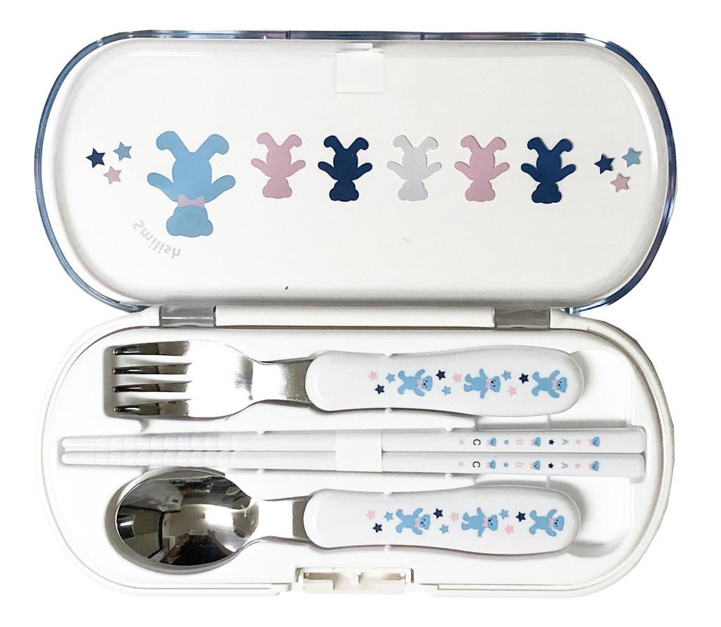 3-Piece Lunch Set for Kindergarten (Aluminum Lunch Box with Inner Lid, Cutlery Set, Heat-Resistant Cup) ABC Bear Pattern