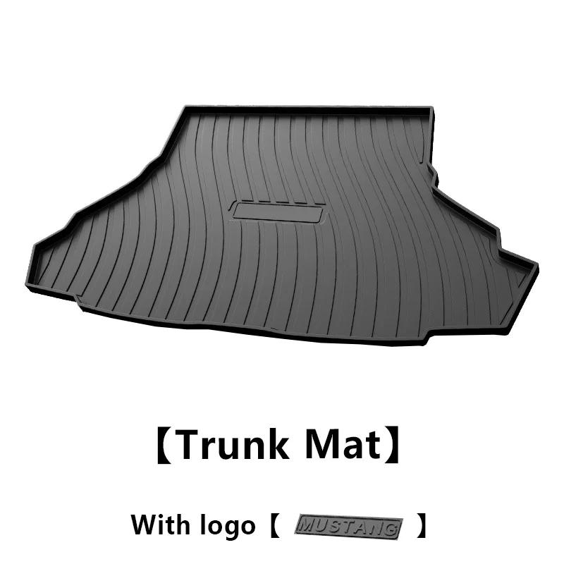 TPE Car Trunk Mat For Ford Mustang S550 2015~2023 2018 2020 Waterproof Rubber Material Anti-dirty Trunk Pad Carpet Accessories