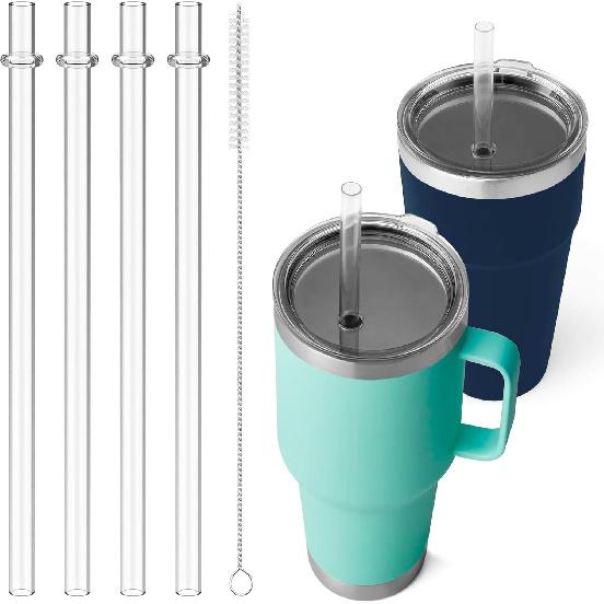 Straws for YETI, 4 Pcs Reble Straws Replacement for YETI Straw Lids, Tritan Drinking Straw, BPA Free