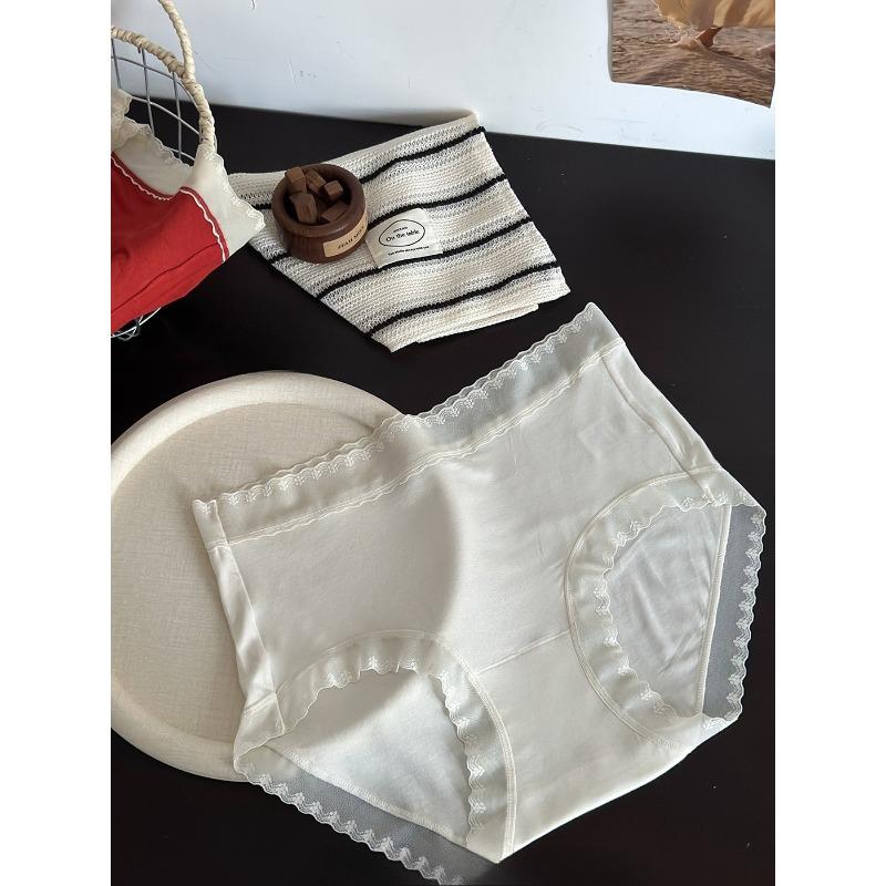 

Female Spring and Summer Thin New Lace Retro Naked Feeling No Trace Comfortable Breathable Antibacterial Briefs XL білий/шампанського
