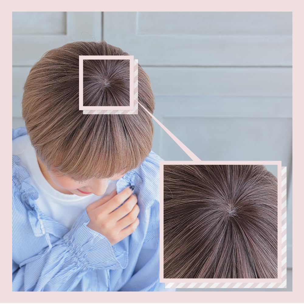 AQUADOLL Short Full Wig, Boyish, Cool, Black Hair, Blonde Gradient, One Size Fits Most, SBR, See-Through Brown, wg300SBR