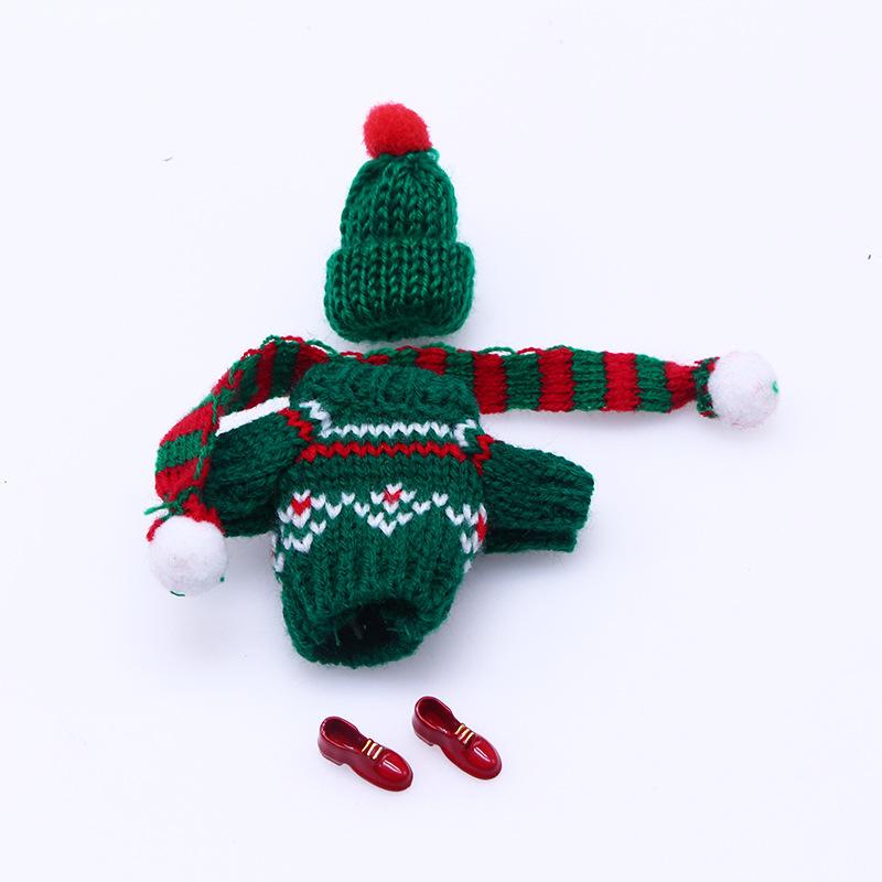 1Set Dollhouse Mini Knitted Sweater Hat Scarf Shoes Christmas 5Cm Doll Clothes Dolls Accessories