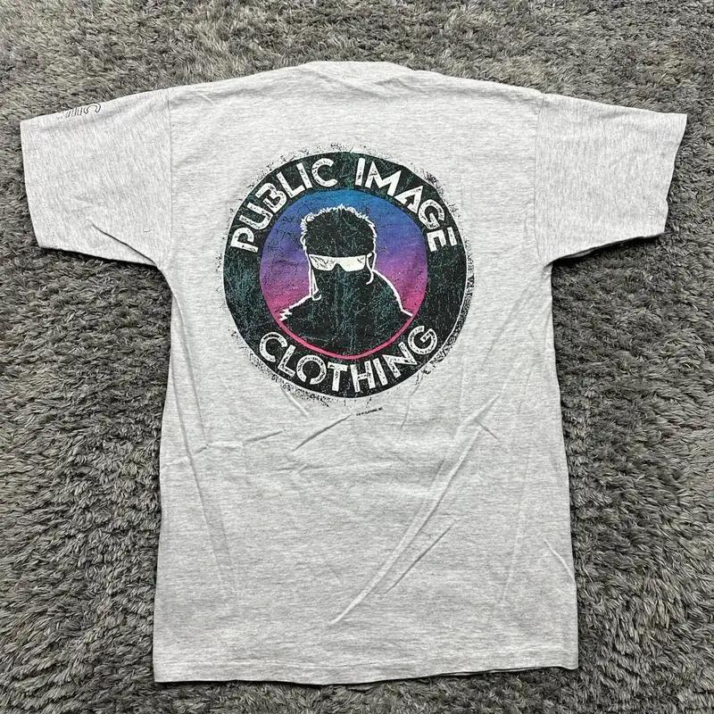 Maglietta Vintage Public Image Anni '90 Punk Streetwear Skate Logo Taglia Media