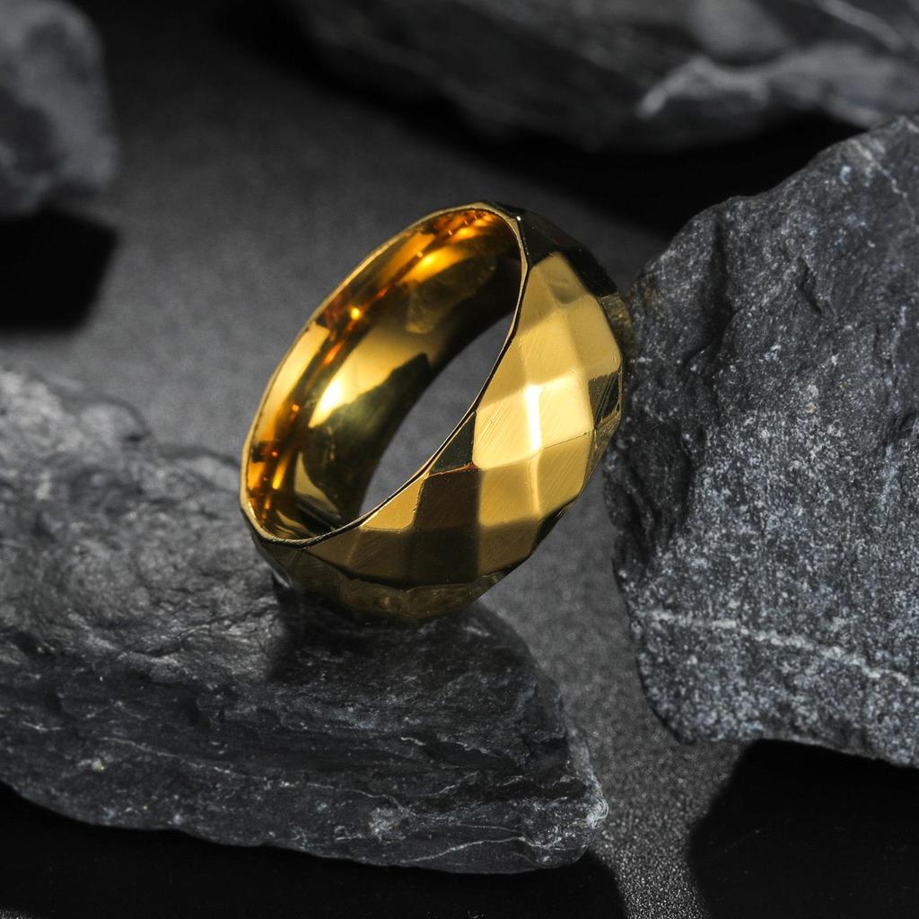 8mm Wide Diamond Men's Wedding Ring with Durable Electroplating