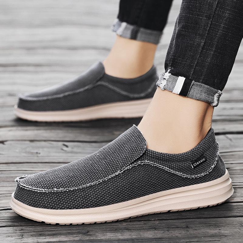 New loafers men's Amazon casual shoes men's flat-soled canvas shoes ultra-light large size one-pedal shoes