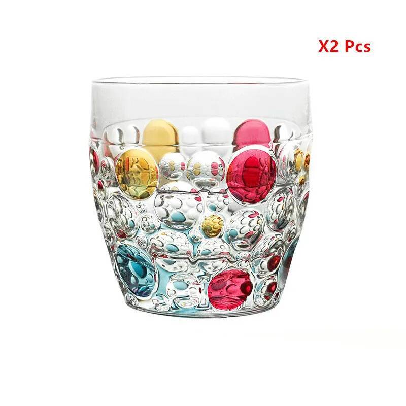

350ml Coloured Bubble Whiskey Tumbler BOHEMIA Design Glassware Crystal Drink Cup Water Milk Coffee Glass Beer Mug Dropshipping 350ml