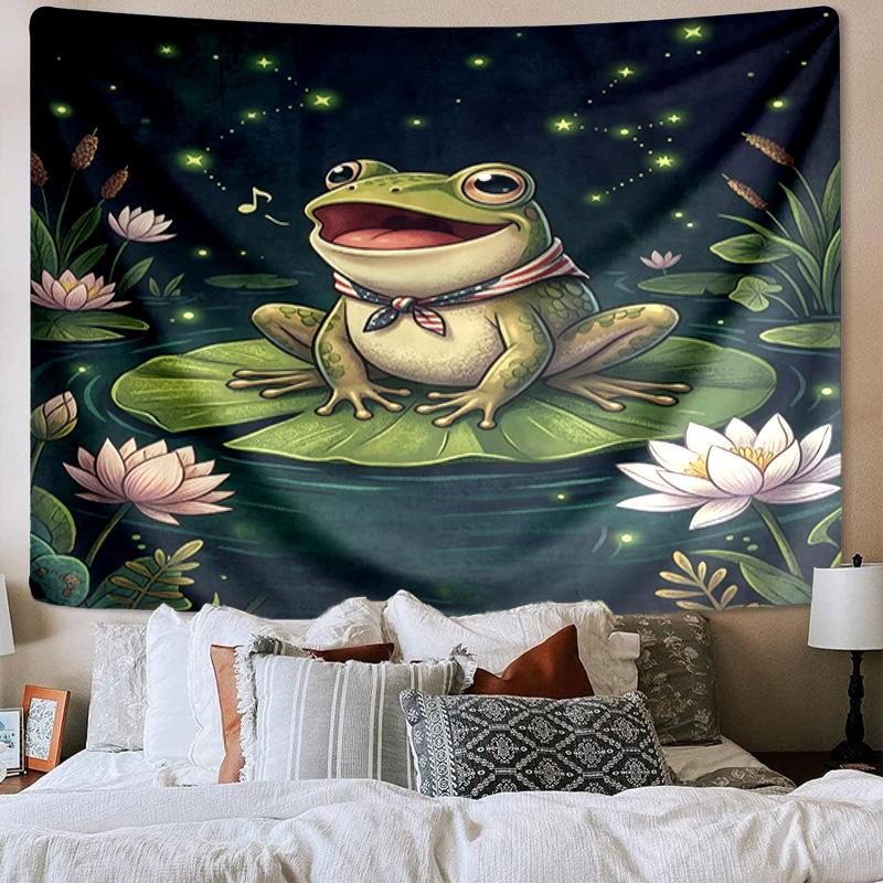 Frog In Top Hat Serenade Tapestry Room Decoration Wall Hanging for Living Room Bedroom, dormitory, Birthday and Christmas gifts