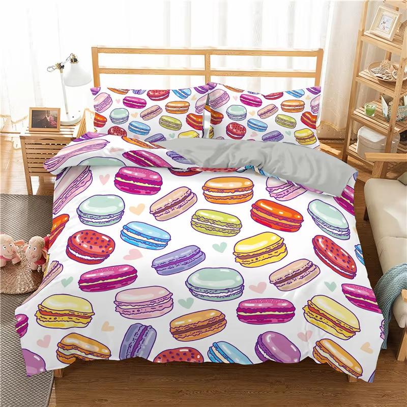 Soft Cute Donuts Duvet Cover Set Dessert Theme Bedding Set For Girls Boys Gifts Microfiber Funny Cartoon Tasty Foods Quilt Cover