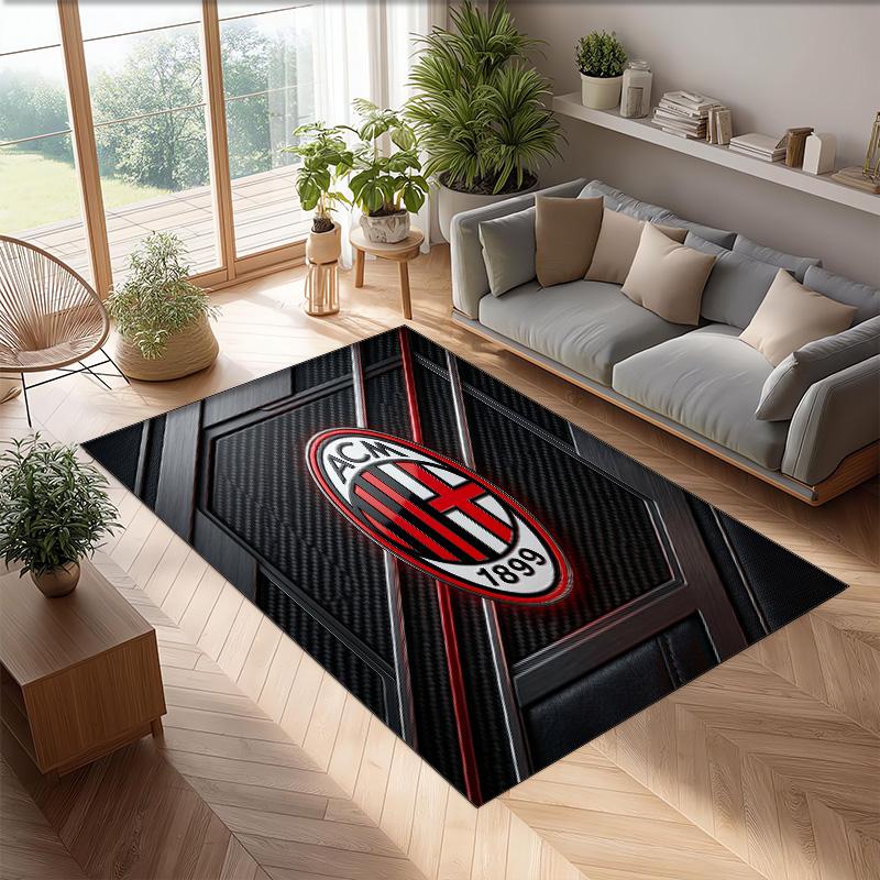 Tapis de zone en flanelle imprimé AC Milan Antidérapant Doux Polyester Tapis de sol Tapis de décoration d'intérieur pour Chambre à coucher Salon Canapé Salle de jeux Décoration de maison