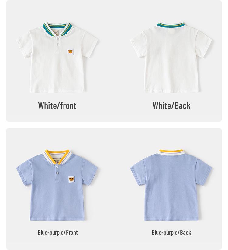 Cartoon Cotton Short Sleeve Polo Shirt for Toddler Boys - Summer Stand Collar T-Shirt