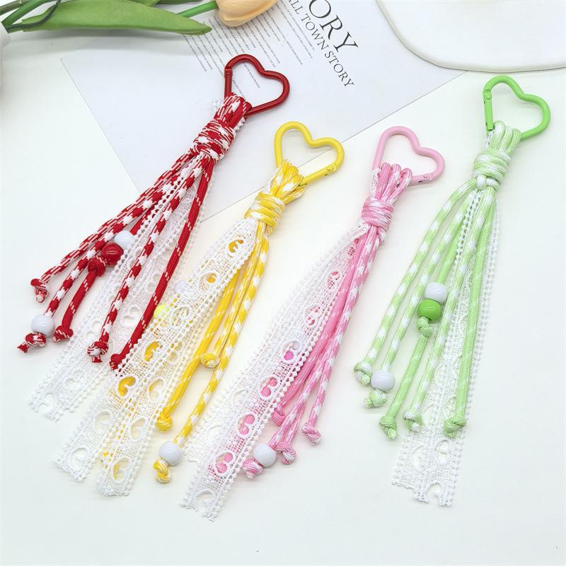 Kreative Bonbonfarben-Serie Spitzband geflochtenes Lanyard Miu-Stil Kletterseil Auto-Schlüsselanhänger Taschenanhänger