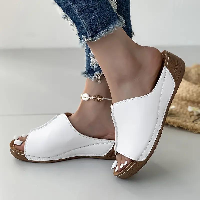 2025 Spring and Summer New Slippery Women's Comfortable Slope Heel Thick Sole Simple and Casual External Wearing Slippers