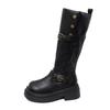 Knight belt buckle boots women's British style retro slim heightening boots autumn and winter 2025 tall new thick bottom