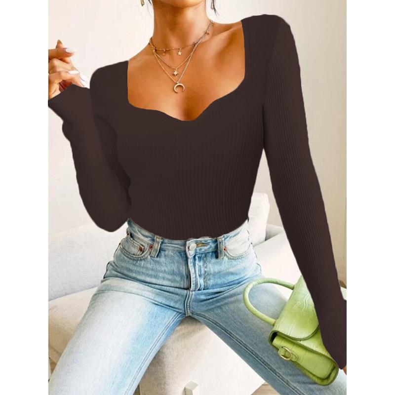 Women's Fashison Autumn Winter Basic Rib Knitted Sweaters Bottoming Warm Sweaters Long Sleeve Pullovers Solid Sweater Jumper Slim Tops