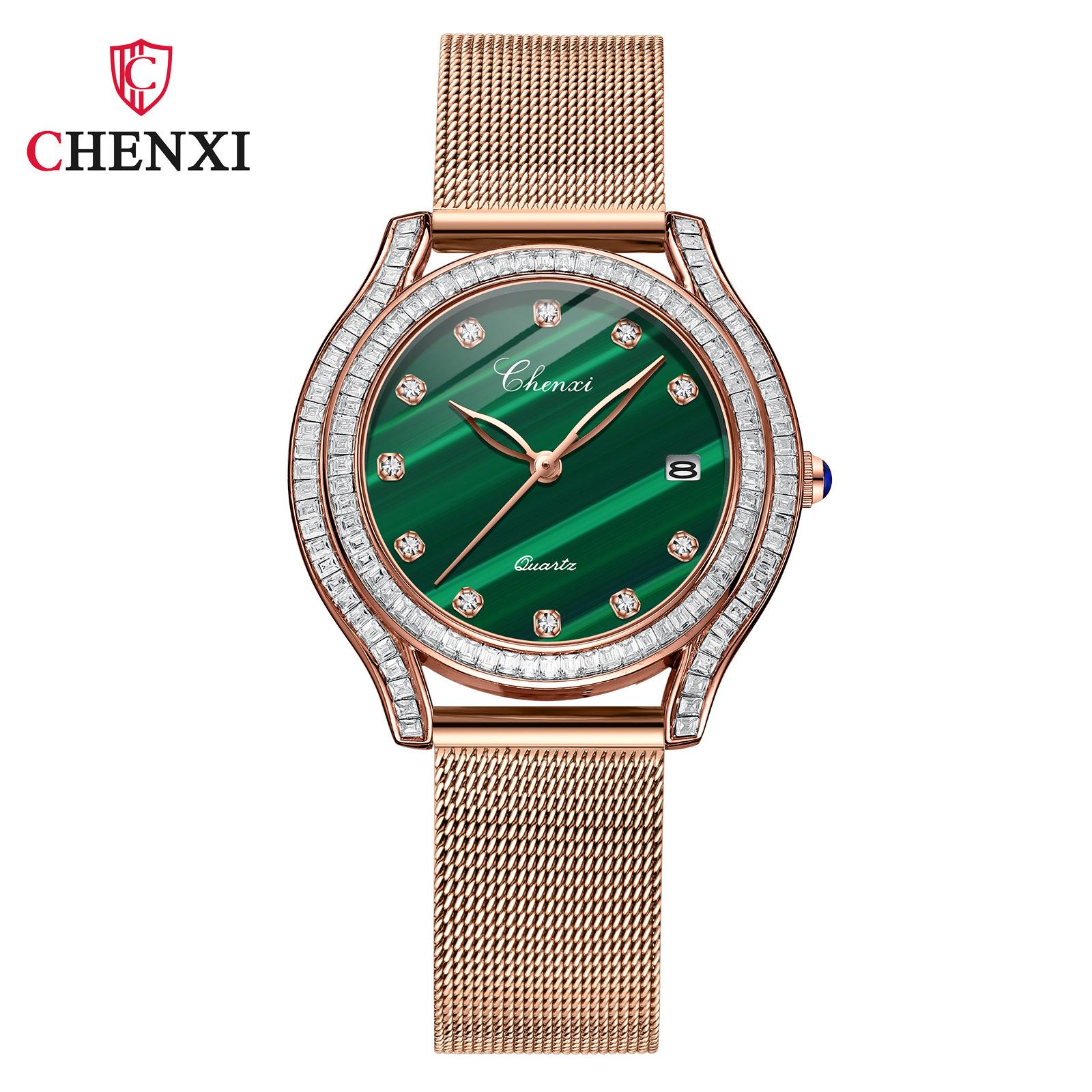 

Новые роскошные женские часы с коробкой, модные кожаные водонепроницаемые зеленые часы, женские кварцевые часы