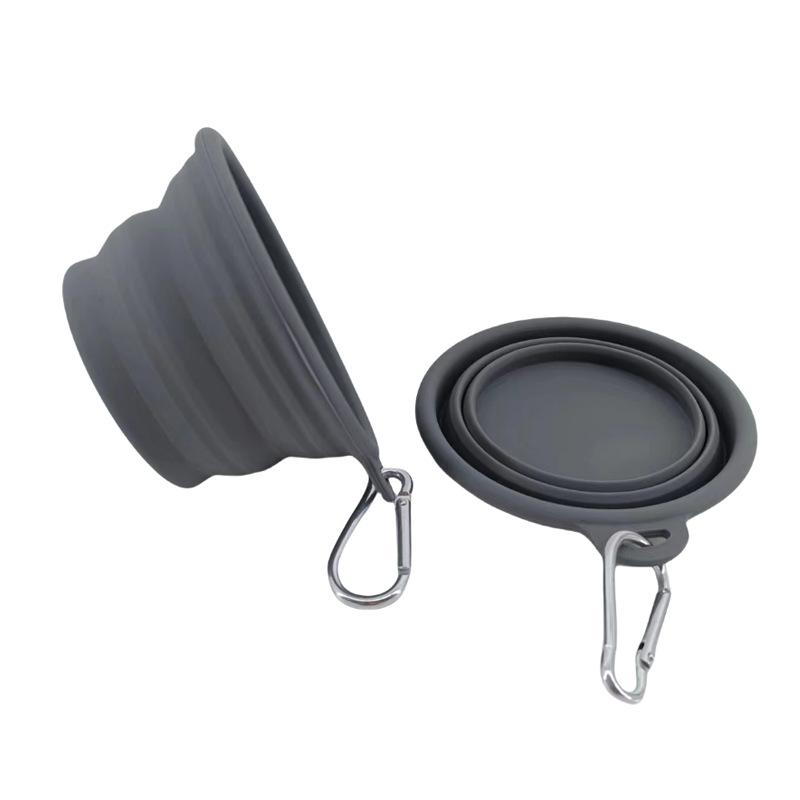 Factory Direct Portable Dog Bowl Outdoor Travel Silicone Pet Folding Bowl Water Feeding Dual-purpose Folding Bowl