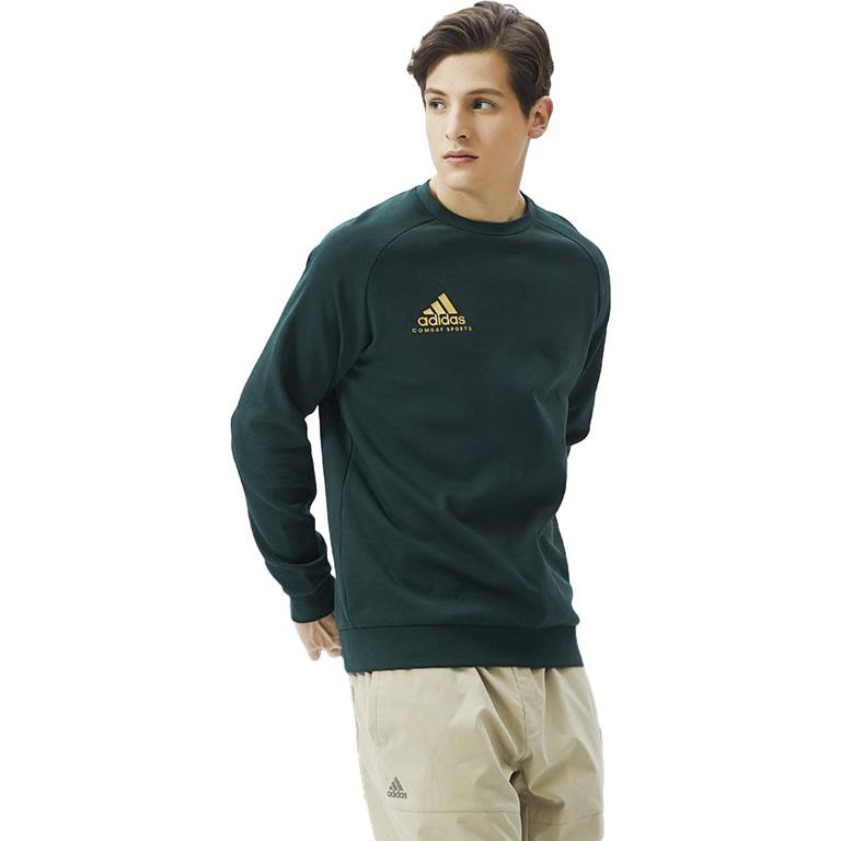 Adidas Casual Solid Color Long Sleeve Sweatshirt Men Tops Dark-Green ADICSTL06-GNG