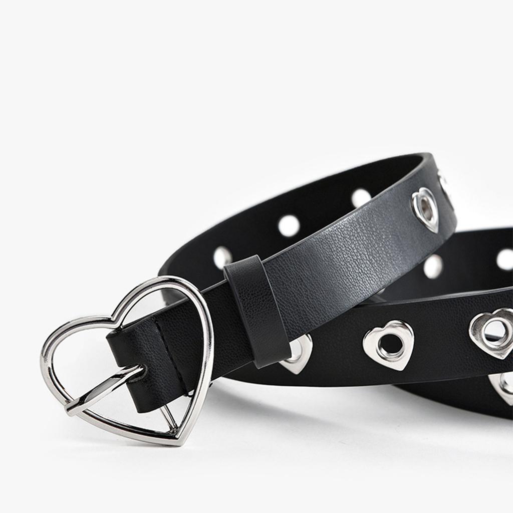 Buckle Decoration Belt Fashion Heart-Shaped Eyelet Hollow Girl Jeans Shorts Porous