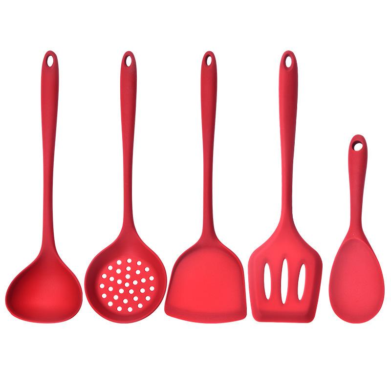 1/5psc kitchen Silicone5Non-Stick pan high temperature resistance spatula set spatula meal Spoon soup spoon set