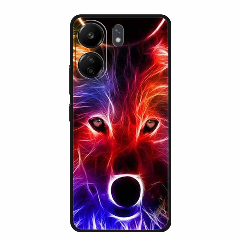 Phone Cases for Redmi 13C 13R Soft Silicone TPU Cover for Xiaomi Redmi13 C R Animal Wolf Funda Vividly Lion Tiger Capa 13 C R