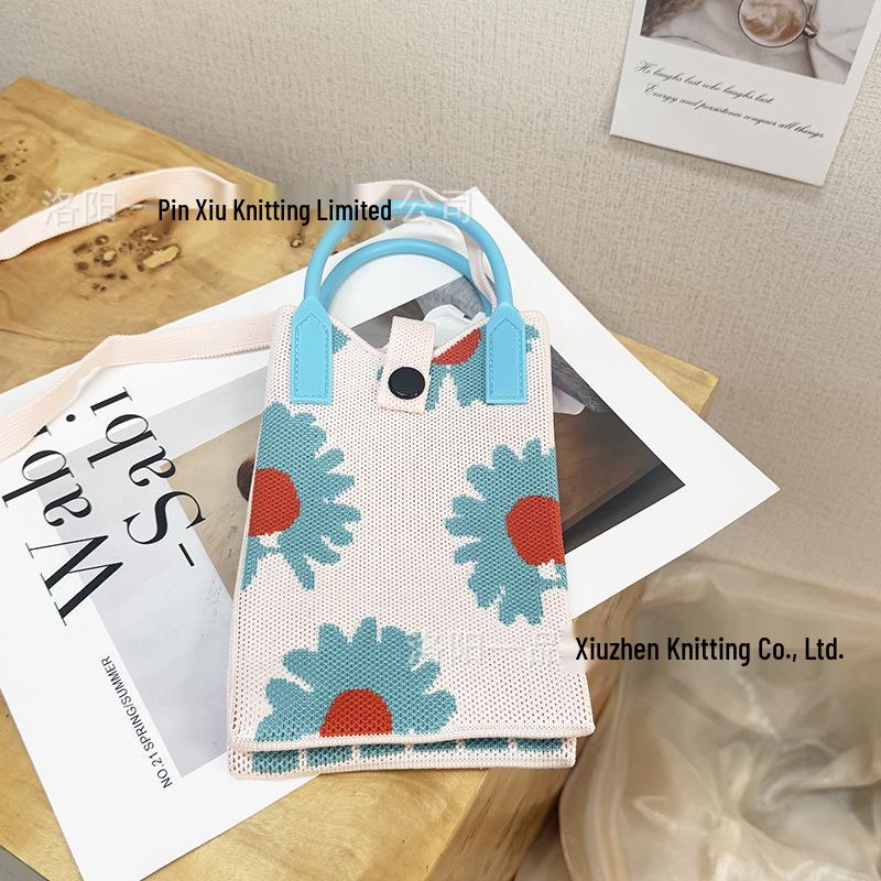 Cute Cartoon Dopamine Knit Crossbody Phone and Coin Bag