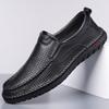 2025 Summer New Hallow Breathable Loafers for Men Fashion Casual Solid Color Driving Shoes Male Retro Light Leather Shoes Man