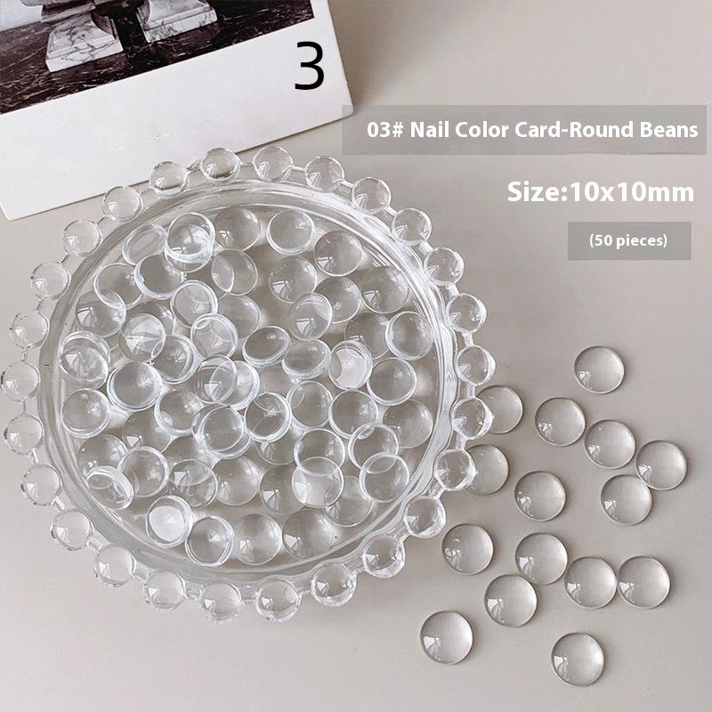 Mini Glass Nail Color Card Manicure Bean 3D Round Bead Transparent Glue Plate High-Quality Nail Polish Manicure Tool