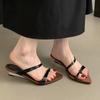 Fashion Women Slippers Designer Heeled Sandals Fashion Woman Shoes 2025 Summer New Slides Elegant Flip Flops Beach Sandalias De Mujer