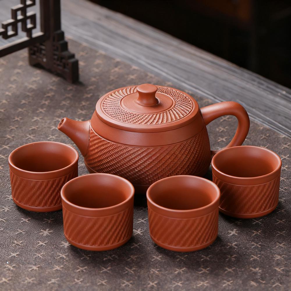 Phoenix Song Portable Purple Clay Teapot Travel Set - Ceramic Quick Cup Household Tea Set