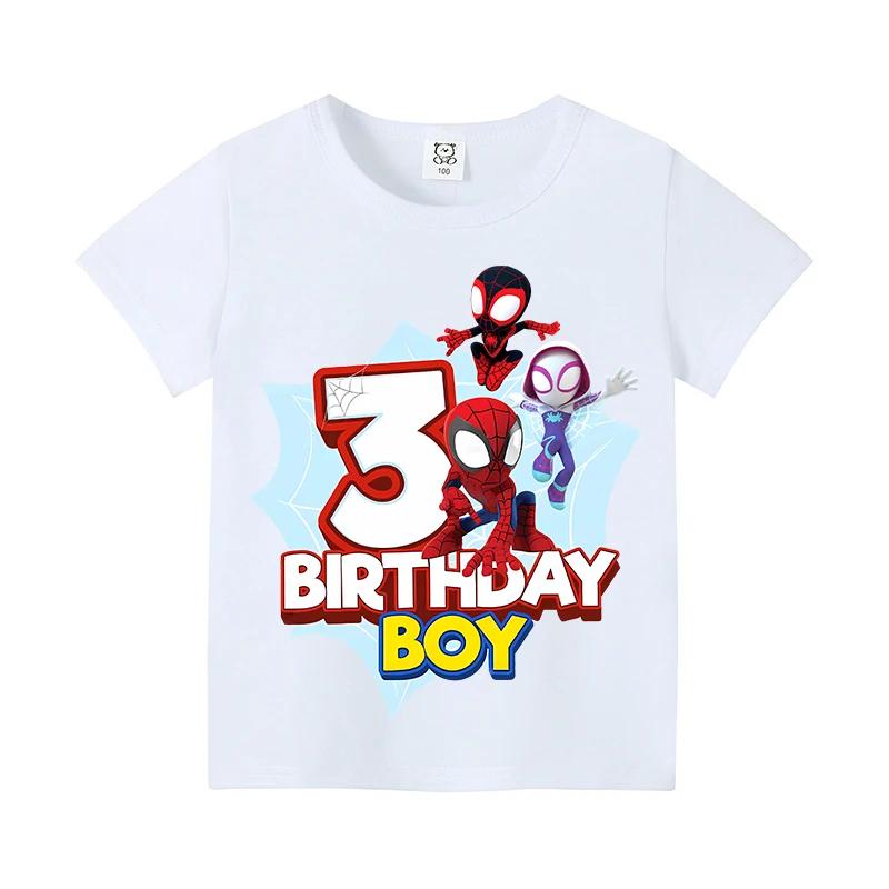 New Short Sleeve Marvels SpiderUnisex Kids Tshirt Number 19 Cartoon Figure Printed Tshirt Birthday Party Wears 100Cotton Tee