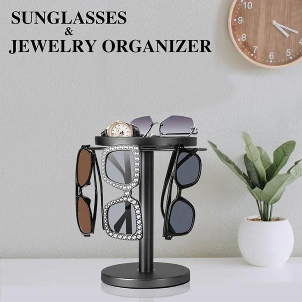 Stainless Steel Eyeglass Display Rack 360° Rotating Sunglasses Holder  for Dresser