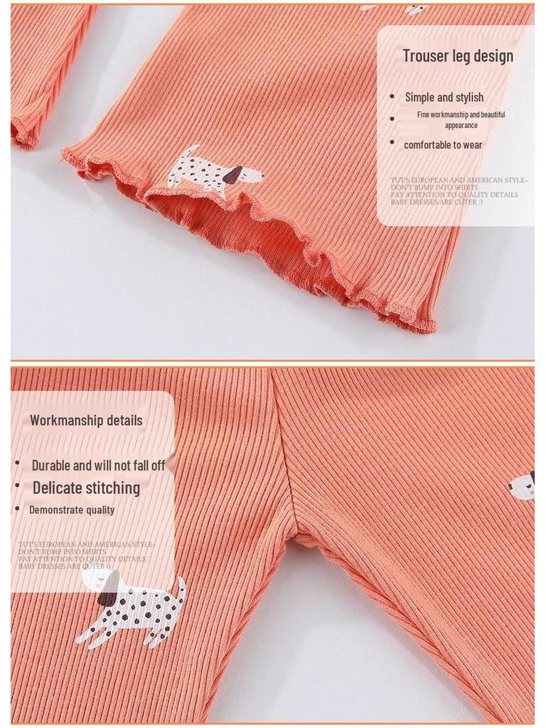 Girls' Spring & Autumn Bell Bottom Knit Pants